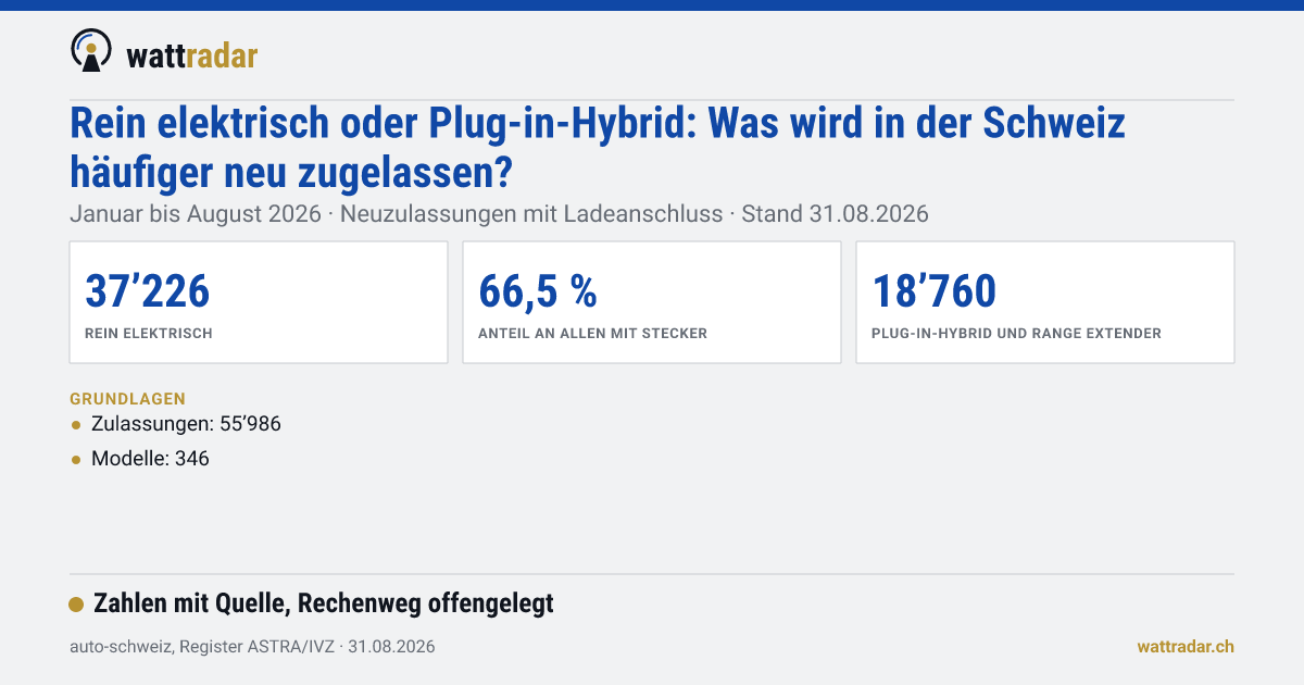 Rein elektrisch oder Plug-in-Hybrid in der Schweiz